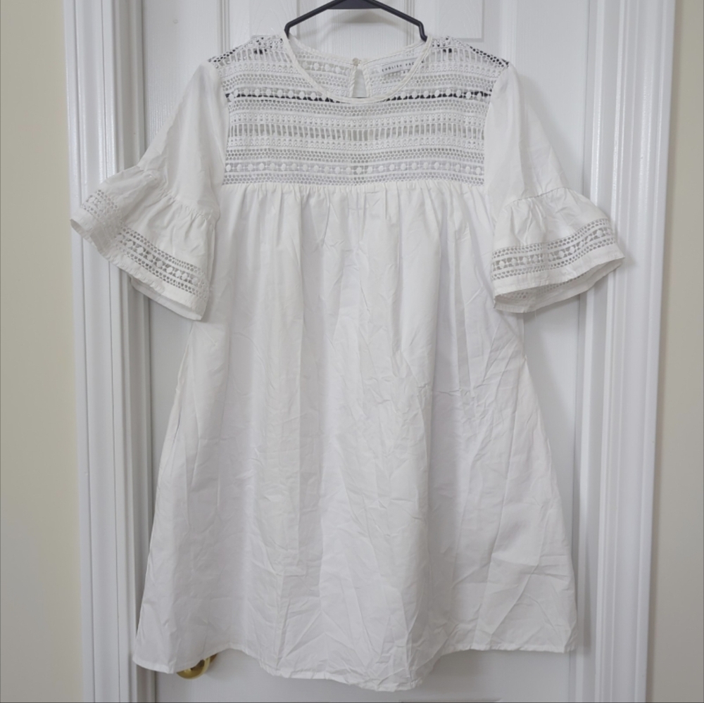 White Bell Lace Detail English Factory Dress Size Small